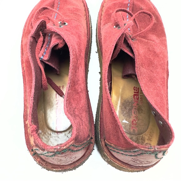 Clarks Desert Trek Women's Shoes Red Suede Crepe Sole Split Toe Moccasins Sz 6.5 - Picture 6 of 10
